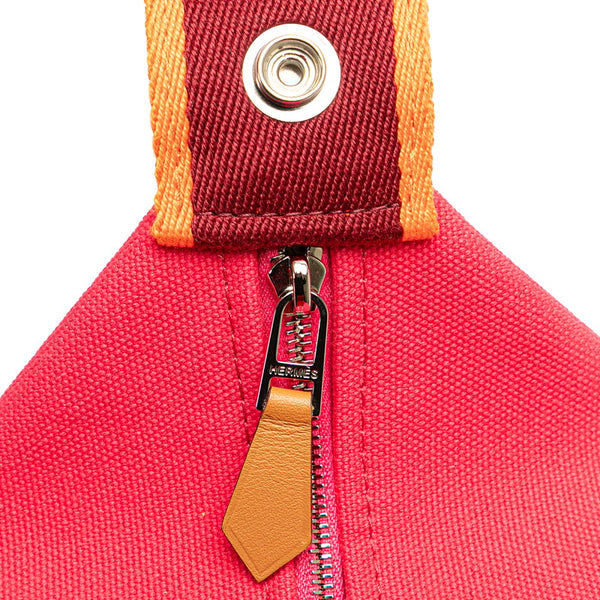 エルメス ブリッド ア ブラックPM ハンドバッグ ポーチ ハイビスカス ピンク コットン レディース HERMES 【中古】