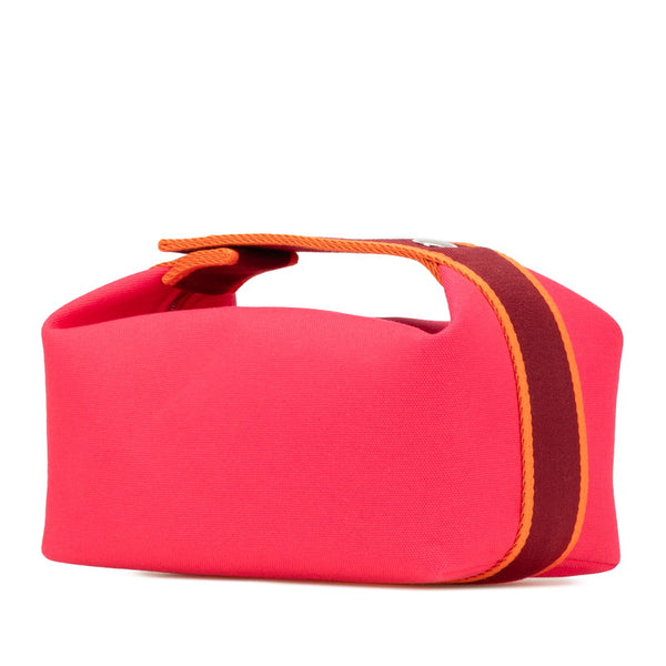 エルメス ブリッド ア ブラックPM ハンドバッグ ポーチ ハイビスカス ピンク コットン レディース HERMES 【中古】