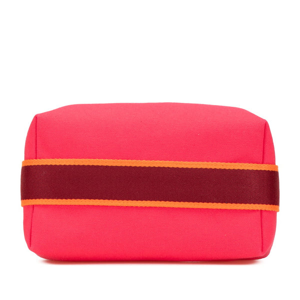 エルメス ブリッド ア ブラックPM ハンドバッグ ポーチ ハイビスカス ピンク コットン レディース HERMES 【中古】