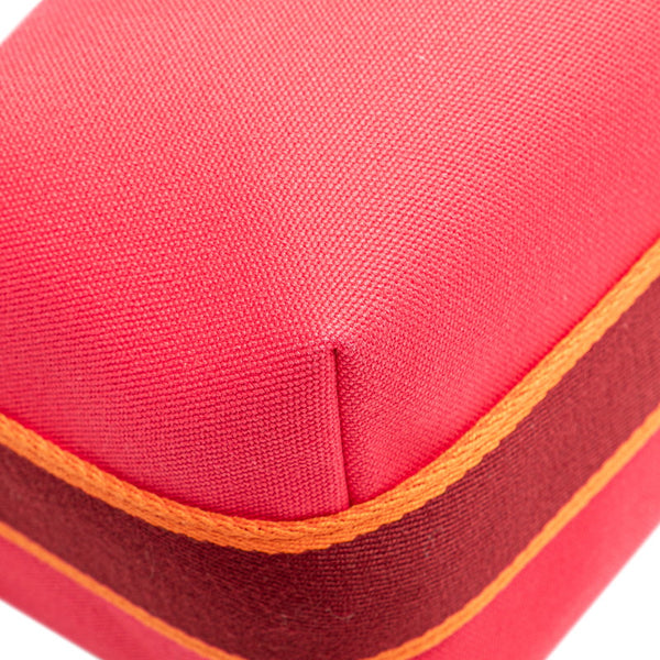 エルメス ブリッド ア ブラックPM ハンドバッグ ポーチ ハイビスカス ピンク コットン レディース HERMES 【中古】