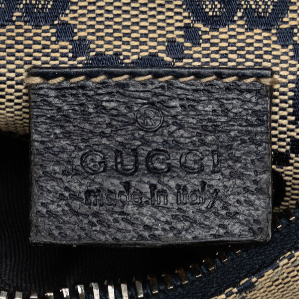 グッチ GGキャンバス ボディバッグ ウエストバッグ 28566 ベージュ ネイビー キャンバス レザー レディース GUCCI 【中古】