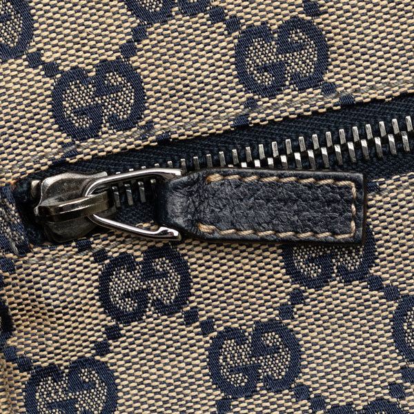 グッチ GGキャンバス ボディバッグ ウエストバッグ 28566 ベージュ ネイビー キャンバス レザー レディース GUCCI 【中古】