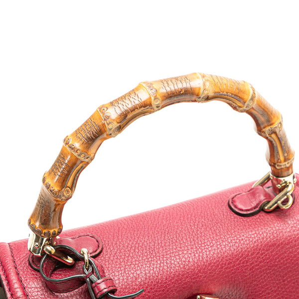 グッチ ニューバンブー ハンドバッグ ショルダーバッグ 2WAY 256805 ワインレッド ボルドー レザー レディース GUCCI 【中古】