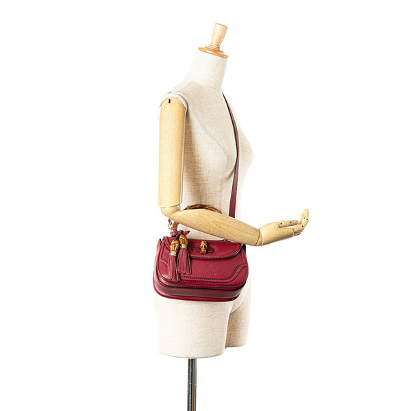 グッチ ニューバンブー ハンドバッグ ショルダーバッグ 2WAY 256805 ワインレッド ボルドー レザー レディース GUCCI 【中古】