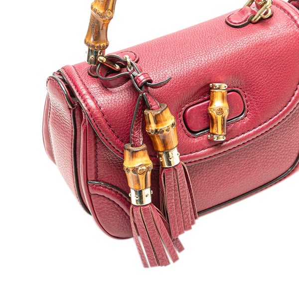 グッチ ニューバンブー ハンドバッグ ショルダーバッグ 2WAY 256805 ワインレッド ボルドー レザー レディース GUCCI 【中古】