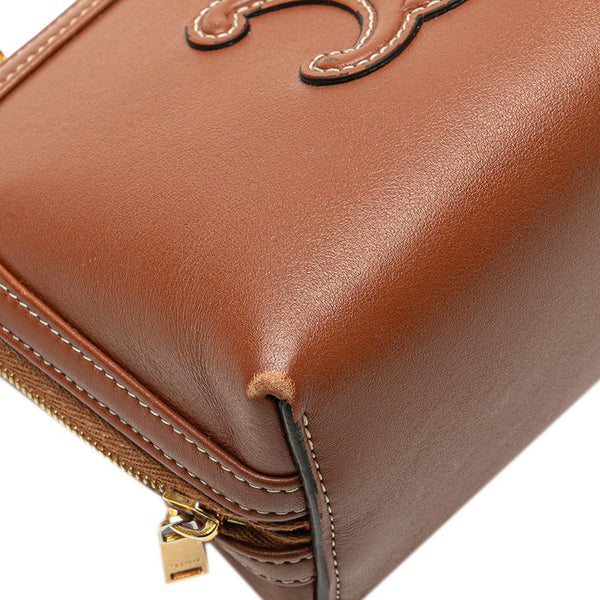 セリーヌ キュイル トリオンフ チェーン ショルダーバッグ ブラウン レザー レディース CELINE 【中古】