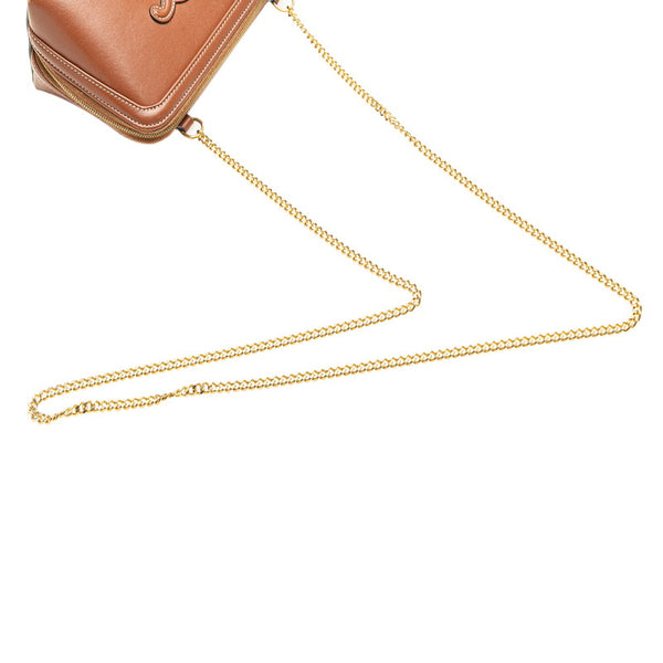 セリーヌ キュイル トリオンフ チェーン ショルダーバッグ ブラウン レザー レディース CELINE 【中古】