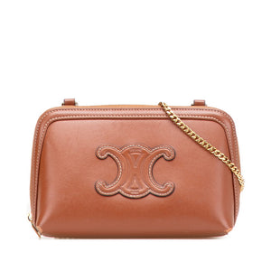 セリーヌ キュイル トリオンフ チェーン ショルダーバッグ ブラウン レザー レディース CELINE 【中古】