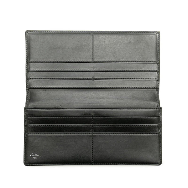 カルティエ マストライン 長財布 ブラック カーフ メンズ CARTIER 【中古】