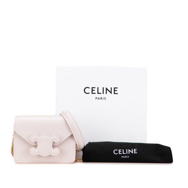 セリーヌ トリオンフ チェーン ショルダーバッグ ピンク レザー レディース CELINE 【中古】
