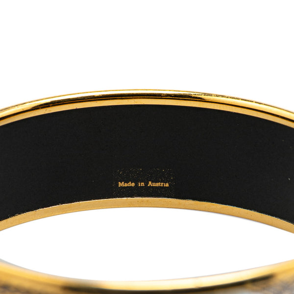 エルメス エマイユGM 馬 ホース バングル ゴールド ブラック メッキ レディース HERMES 【中古】