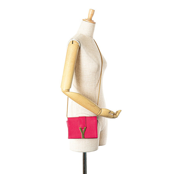 サンローラン チェーン 斜め掛け ショルダーバッグ ピンク ゴールド レザー レディース SAINT LAURENT 【中古】