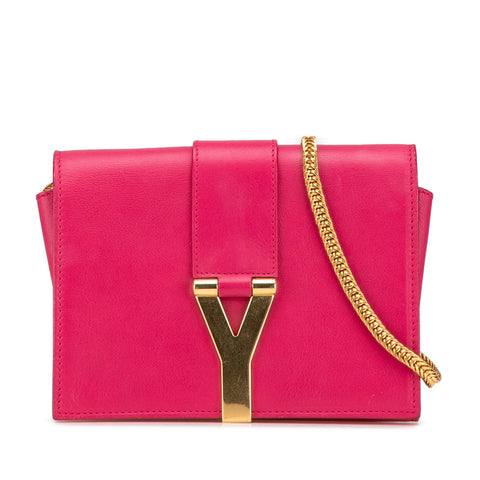 サンローラン チェーン 斜め掛け ショルダーバッグ ピンク ゴールド レザー レディース SAINT LAURENT 【中古】