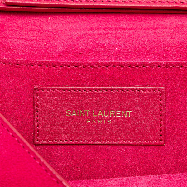 サンローラン チェーン 斜め掛け ショルダーバッグ ピンク ゴールド レザー レディース SAINT LAURENT 【中古】
