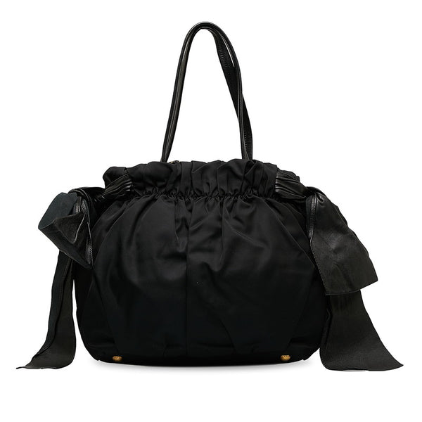 プラダ テスート リボン ハンドバッグ ショルダーバッグ 2WAY ブラック マルチカラー ナイロン レザー レディース PRADA 【中古】