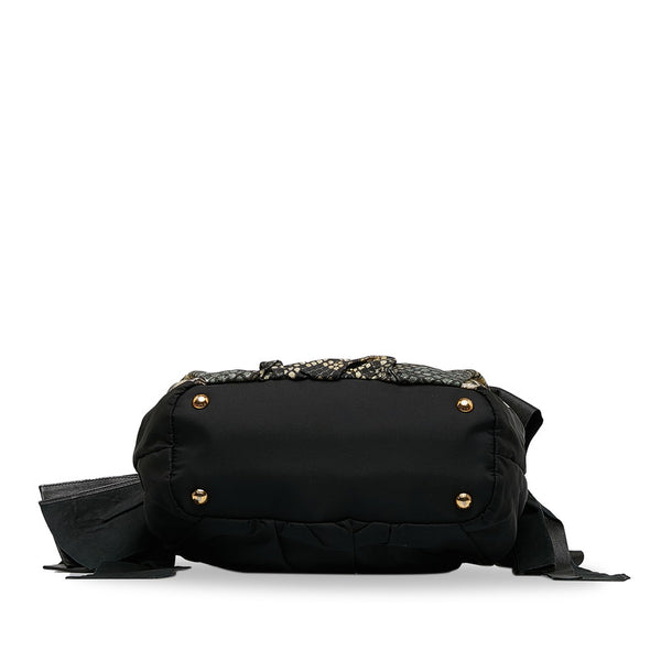 プラダ テスート リボン ハンドバッグ ショルダーバッグ 2WAY ブラック マルチカラー ナイロン レザー レディース PRADA 【中古】