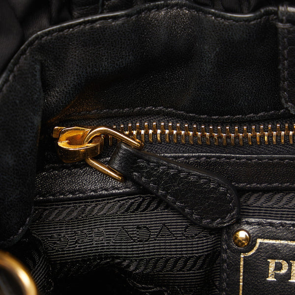 プラダ テスート リボン ハンドバッグ ショルダーバッグ 2WAY ブラック マルチカラー ナイロン レザー レディース PRADA 【中古】