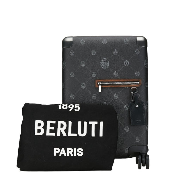 ベルルッティ ×グローブトロッター トランク キャリーバッグ ブラック PVC レザー レディース Berluti 【中古】