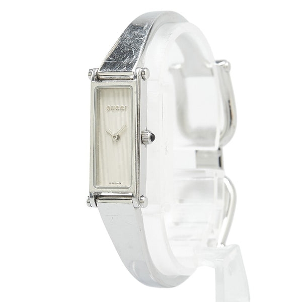 グッチ 腕時計 バングルウォッチ 1500L クオーツ ホワイト文字盤 ステンレススチール レディース GUCCI 【中古】