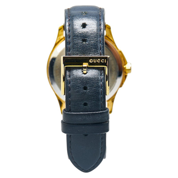 グッチ Gタイムレス 腕時計 126.4 クオーツ レッド文字盤 ステンレススチール レザー レディース GUCCI 【中古】