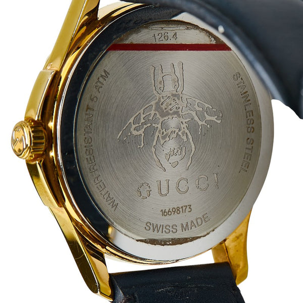 グッチ Gタイムレス 腕時計 126.4 クオーツ レッド文字盤 ステンレススチール レザー レディース GUCCI 【中古】