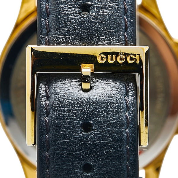 グッチ Gタイムレス 腕時計 126.4 クオーツ レッド文字盤 ステンレススチール レザー レディース GUCCI 【中古】