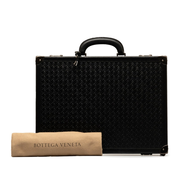 ボッテガヴェネタ イントレチャート アタッシュケース トランク ブラック カーフ レザー メンズ BOTTEGAVENETA 【中古】