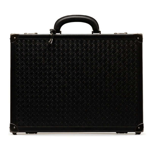 ボッテガヴェネタ イントレチャート アタッシュケース トランク ブラック カーフ レザー メンズ BOTTEGAVENETA 【中古】
