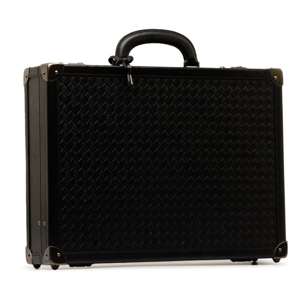 ボッテガヴェネタ イントレチャート アタッシュケース トランク ブラック カーフ レザー メンズ BOTTEGAVENETA 【中古】