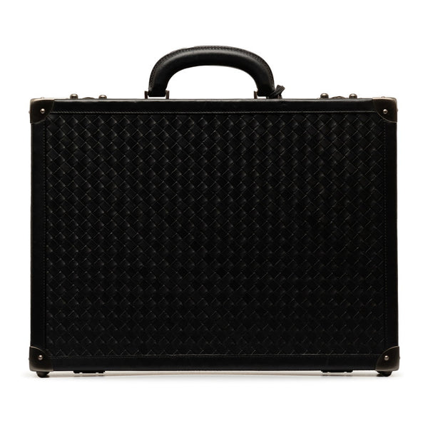 ボッテガヴェネタ イントレチャート アタッシュケース トランク ブラック カーフ レザー メンズ BOTTEGAVENETA 【中古】