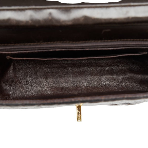 シャネル クロコダイル ココマーク チェーンショルダーバッグ ブラウン ゴールド レザー レディース CHANEL 【中古】