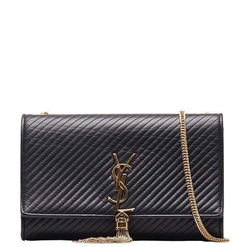 サンローラン クラシック ケイト タッセル チェーン ショルダーバッグ ブラック ゴールド レザー レディース SAINT LAURENT 【中古】