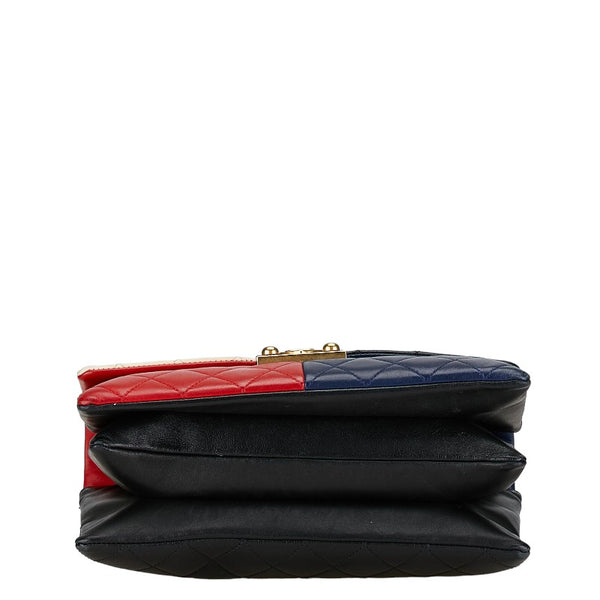 シャネル ココマーク チェーン ショルダーバッグ ブラック レッド マルチカラー ラムスキン レディース CHANEL 【中古】