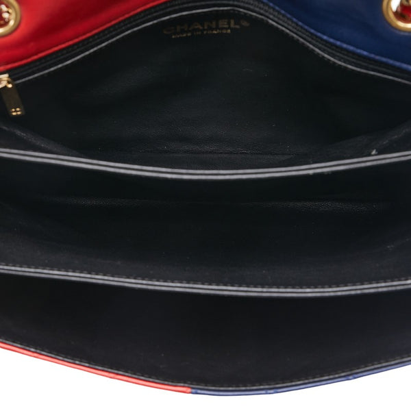 シャネル ココマーク チェーン ショルダーバッグ ブラック レッド マルチカラー ラムスキン レディース CHANEL 【中古】