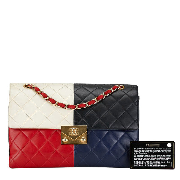 シャネル ココマーク チェーン ショルダーバッグ ブラック レッド マルチカラー ラムスキン レディース CHANEL 【中古】