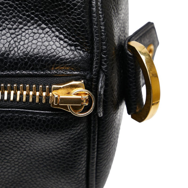 シャネル ココマーク ボストンバッグ トラベルバッグ ブラック ゴールド レザー レディース CHANEL 【中古】