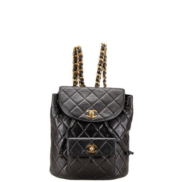 シャネル マトラッセ ココマーク チェーン リュック バックパック ブラック ラムスキン レディース CHANEL 【中古】