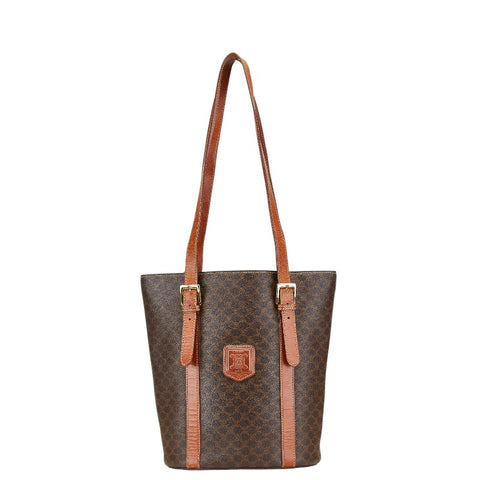 セリーヌ マカダム トートバッグ ショルダーバッグ ブラウン PVC レザー レディース CELINE 【中古】