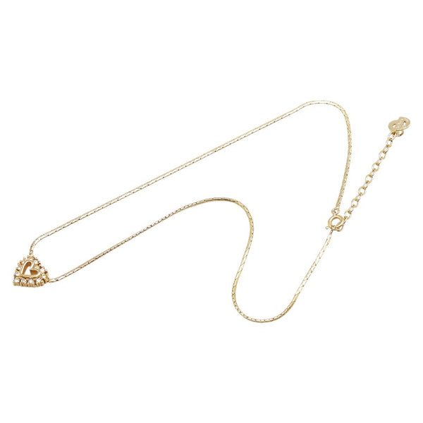 ディオール ハート モチーフ ラインストーン ネックレス ゴールド メッキ レディース Dior 【中古】