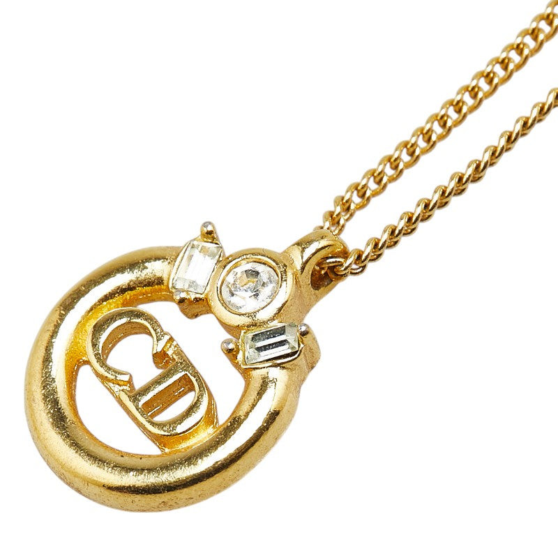 ディオール CDロゴ ラインストーン ネックレス ゴールド メッキ レディース Dior 【中古】