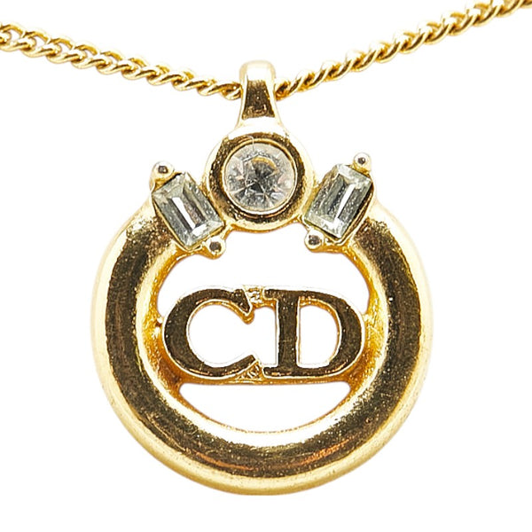 ディオール CDロゴ ラインストーン ネックレス ゴールド メッキ レディース Dior 【中古】