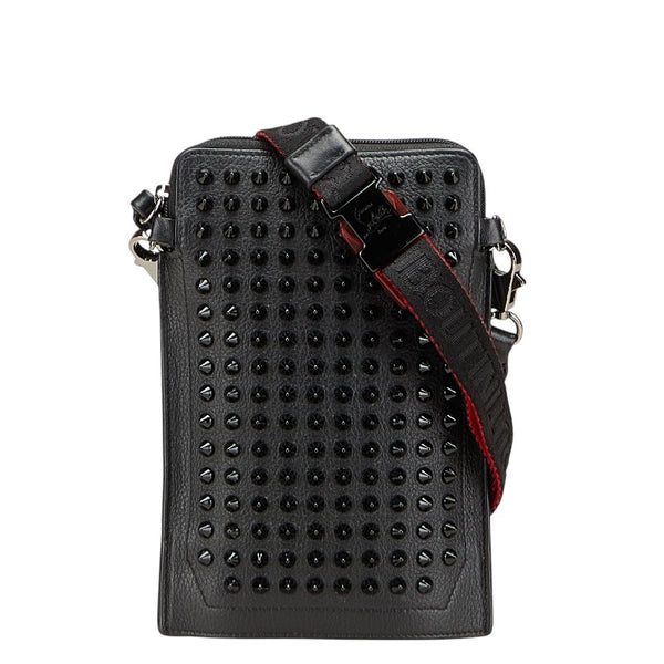クリスチャンルブタン スタッズ ショルダーバッグ ブラック レッド レザー レディース Christian Louboutin 【中古】