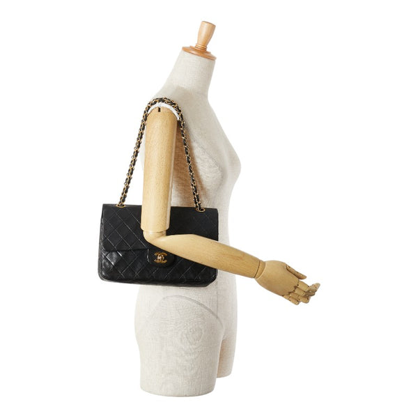 シャネル マトラッセ ココマーク チェーン ショルダーバッグ ブラック ラムスキン レディース CHANEL 【中古】