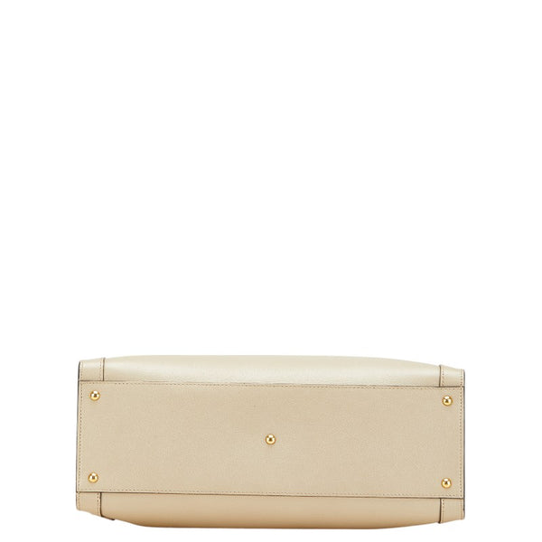 グッチ バンブー ダイアナ ミディアム ハンドバッグ ショルダーバッグ 2WAY 655658 ベージュ グリーン レザー レディース GUCCI 【中古】