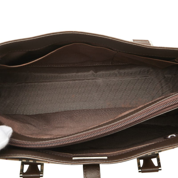 バーバリー ノバチェック ハンドバッグ ベージュ ブラウン キャンバス レザー レディース BURBERRY 【中古】