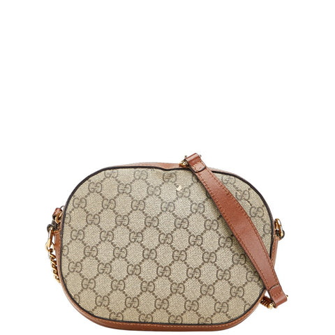 グッチ GGスプリーム 斜め掛け ショルダーバッグ 409535 ベージュ ブラウン PVC レザー レディース GUCCI 【中古】
