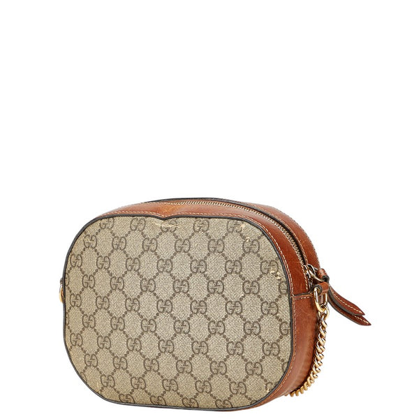 グッチ GGスプリーム 斜め掛け ショルダーバッグ 409535 ベージュ ブラウン PVC レザー レディース GUCCI 【中古】