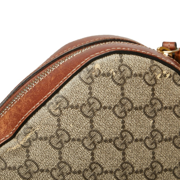 グッチ GGスプリーム 斜め掛け ショルダーバッグ 409535 ベージュ ブラウン PVC レザー レディース GUCCI 【中古】