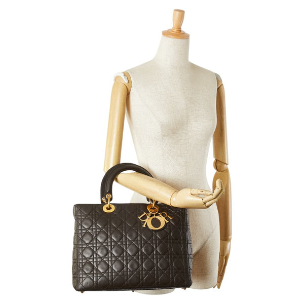 ディオール カナージュ レディディオール ハンドバッグ ブラウン ラムスキン レディース Dior 【中古】