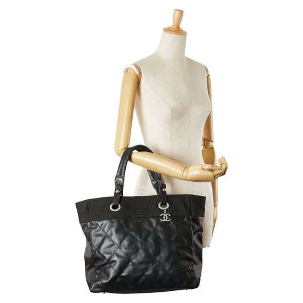 シャネル パリビアリッツGM トートバッグ ブラック PVC キャンバス レディース CHANEL 【中古】